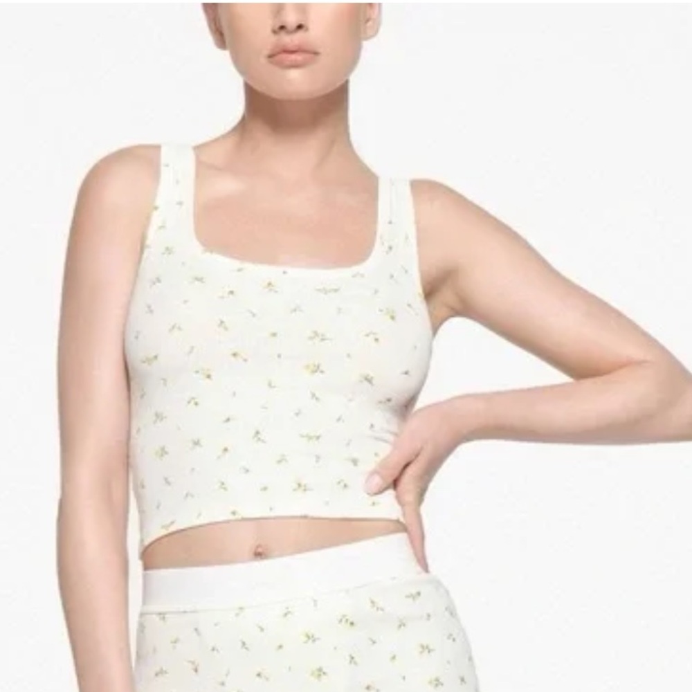 Skims Lounge Tank Yellow Floral